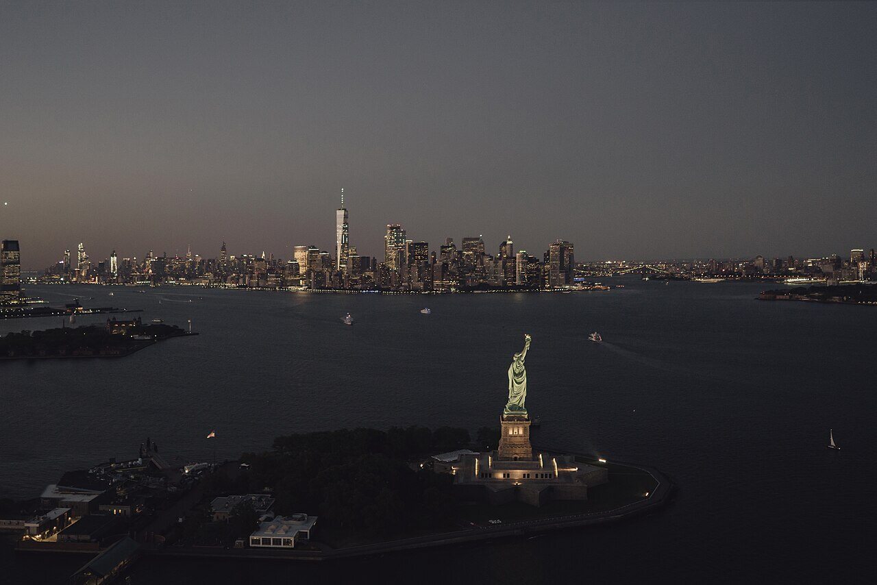 Statue of Liberty with Manhattan skyline
