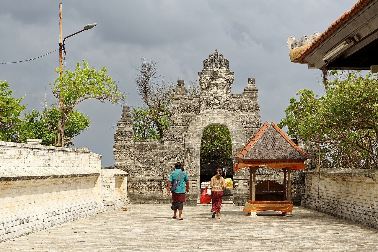 Traditional Balinese temple with ornate sculptures and architectural details