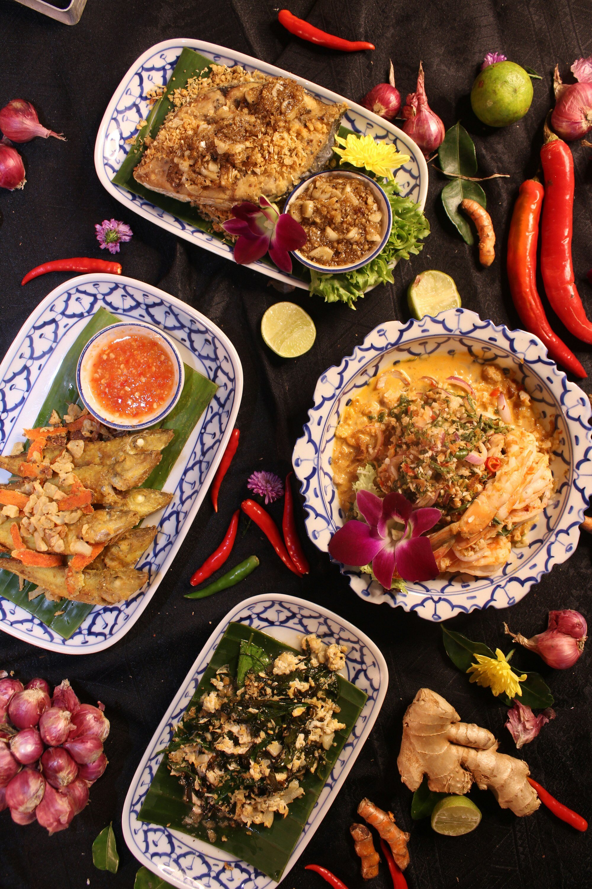 Traditional Cambodian Khmer cuisine with aromatic regional dishes