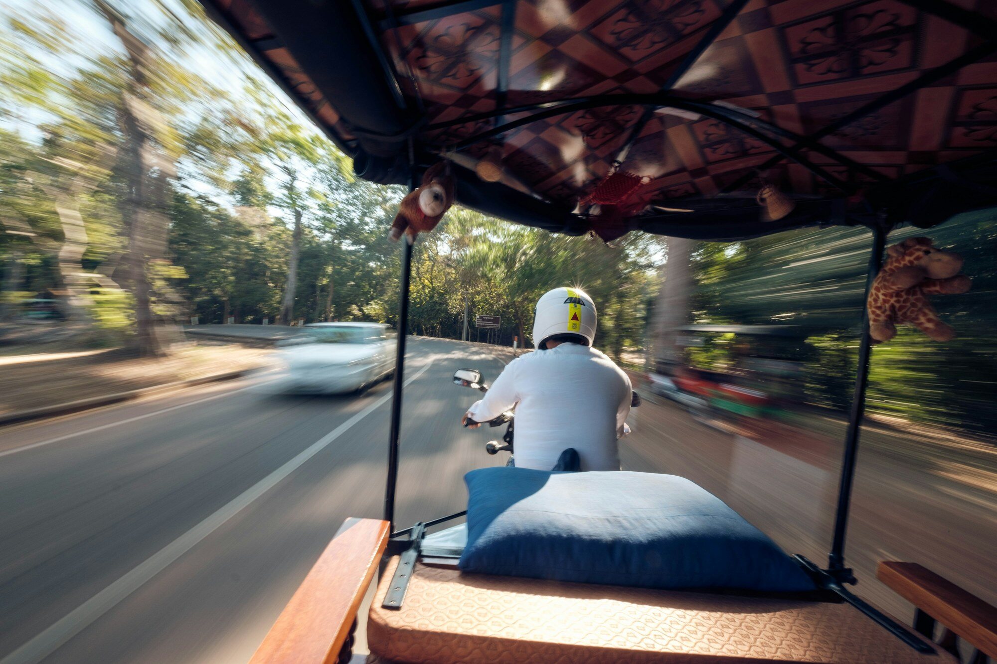 Traditional tuk-tuk auto rickshaw transportation for Angkor temple exploration
